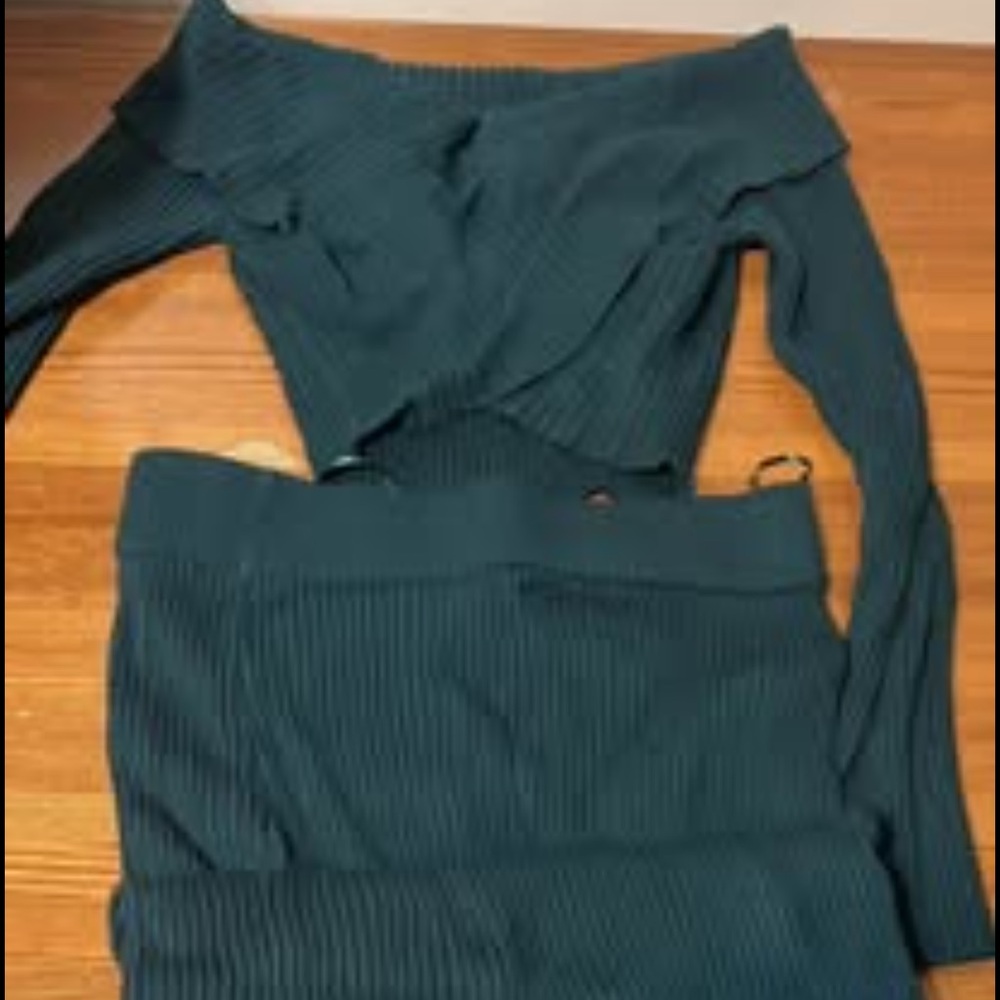Fashion Nova Teal Off-Shoulder Dress